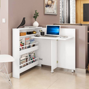 Mesa Escrivaninha Dobrável Multifuncional Criative M08 Branco Acetinado