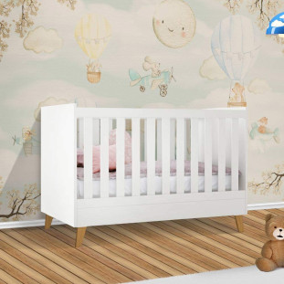 Berço De Bebê Que Vira Cama Branco Theo Imaza Baby