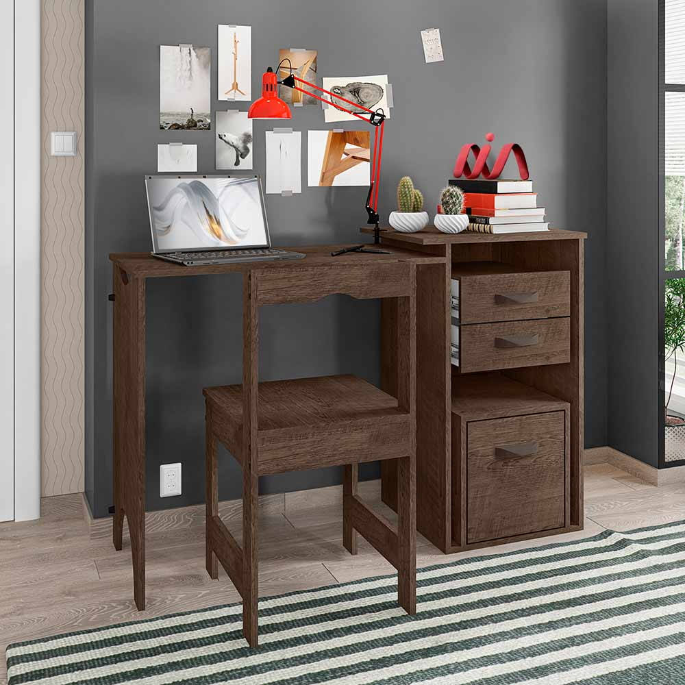 Mesa Para Quarto Com Cadeira Chocolate Office Framar