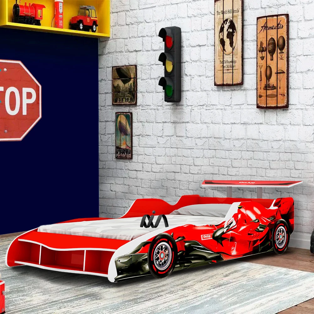 Cama Infantil Carro Corrida Formula 1 Vermelho