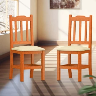 2 Cadeiras Com Estofado Off White Em Madeira Maciça Marrom Pearl Shop Jm