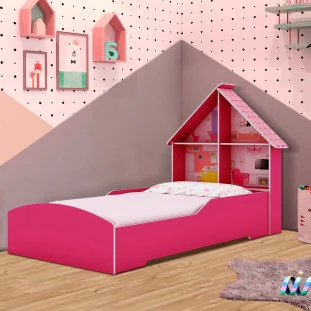 Cama De Criança Montessoriana Solteiro Com Colchão Pink Ploc Charlie Shop Jm