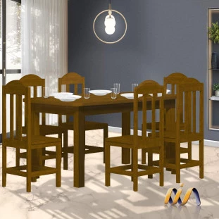 Mesa De Jantar Com 6 Cadeiras Madeira Maciça Safira Imbuia Shop JM