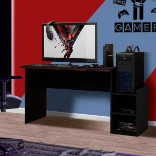 Mesa Para Computador Gamer Preto Acetinado Zaud Shop Jm