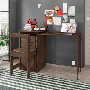 Escrivaninha Retrátil Com Cadeira Chocolate Office Framar