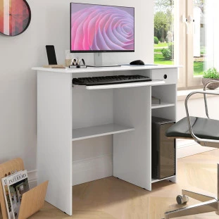 Mesa De Computador Pequena Com 1 Gaveta Branco Viena E J 