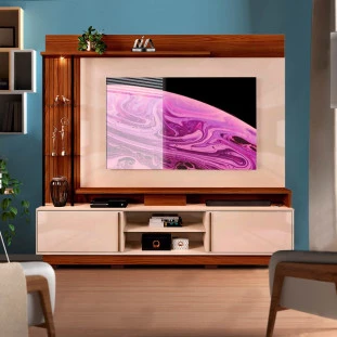 Estante Home TV Até 70 Polegadas Com LED Marroquim Off White Tuhe Shop JM