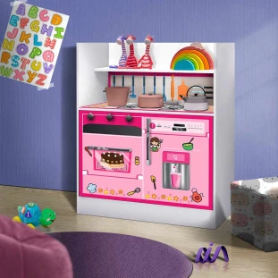 Fogão De Brinquedo Estante MDF Rosa Pink Bunny Shop JM
