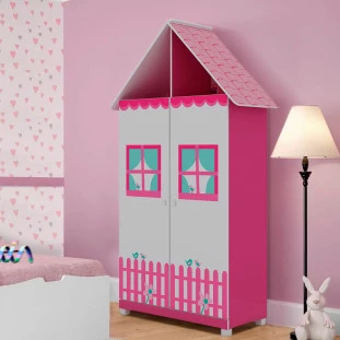 Guarda Roupa Casinha Infantil 2 Portas Pink Ploc Branco Andie Shop Jm