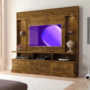 Estante Home Retrô Com LED TV Até 55 Polegadas Canela Dinamarca Lukaliam