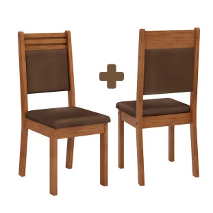 Conjunto 2 Cadeiras Estofadas Para Mesa De Jantar Freijó Veludo Moca Maite Dj Móveis