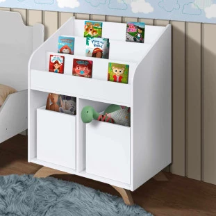 Estante Para Livros Infantil Com 2 Cubos Brancos Beka Shop Jm