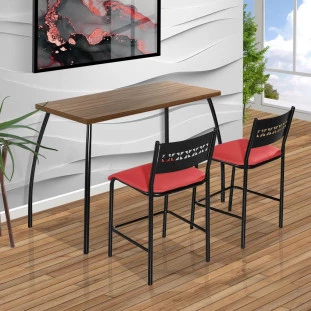 Mesa Pequena Para Apartamento Com Duas Cadeiras Fit Flora