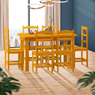 Mesa De Madeira Maciça Com 6 Cadeiras 160cm Cerejeira Tully Shop Jm