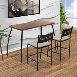 Mesa De Parede Para Apartamento Com Duas Cadeiras Fit Flora